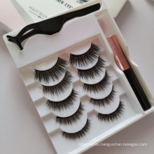 Hot selling OEM  High quality 5 pairs Thick and Natural mix lashes packing Magnetic eyelash with tweezer and eyeliner